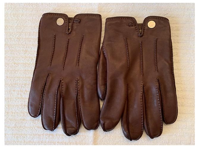 Hermès Guantes de piel de cordero marrón Castaño - vista 2