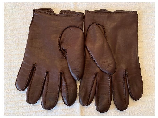 Hermès Guantes de piel de cordero marrón Castaño - vista 3