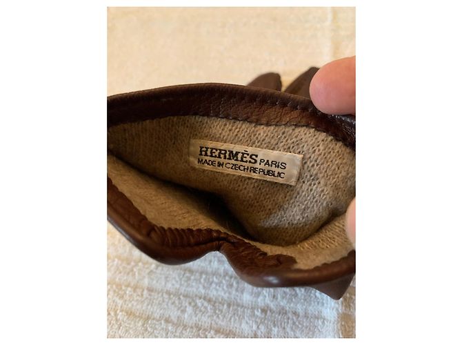 Hermès Guantes de piel de cordero marrón Castaño - vista 6