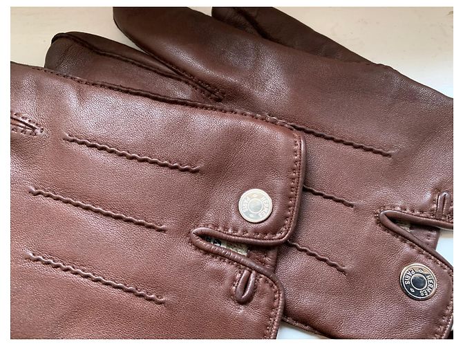 Hermès Guantes de piel de cordero marrón Castaño - vista 7