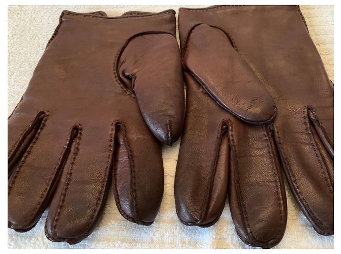 Hermès Guantes de piel de cordero marrón Castaño - vista 8