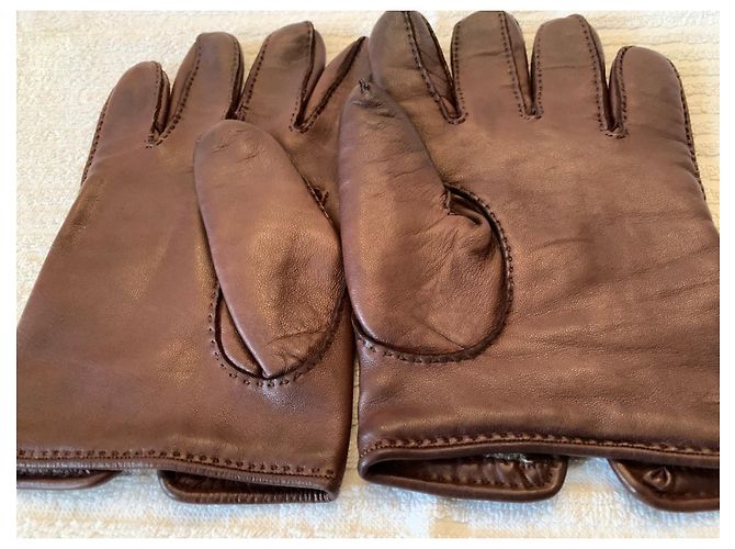 Hermès Guantes de piel de cordero marrón Castaño - vista 9