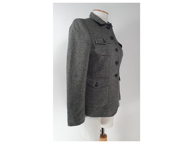 Marella Abrigo Corto Blazer Gris Lana Cachemira - vista 3