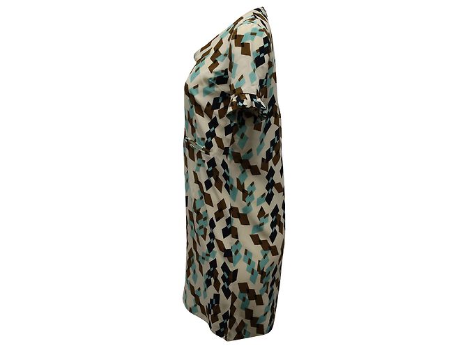Abito a trapezio geometrico Marni in viscosa stampa multicolor - vista 2
