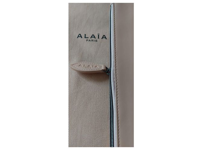 Pochette Alaïa in pelle beige - vista 3