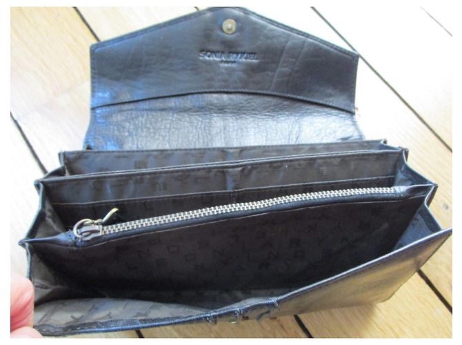Sonia Rykiel Compagno in pelle nera. Nero - vista 2