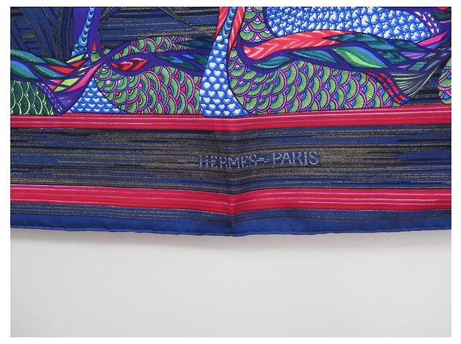 Hermès SCIARPA HERMES VINTAGE LA MARE AUX ANATRE DAPHNE DUCHESNE SCIARPA IN SETA BLU - vista 3