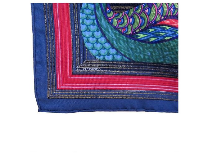 Hermès SCIARPA HERMES VINTAGE LA MARE AUX ANATRE DAPHNE DUCHESNE SCIARPA IN SETA BLU - vista 5