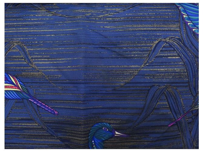 Hermès SCIARPA HERMES VINTAGE LA MARE AUX ANATRE DAPHNE DUCHESNE SCIARPA IN SETA BLU - vista 7