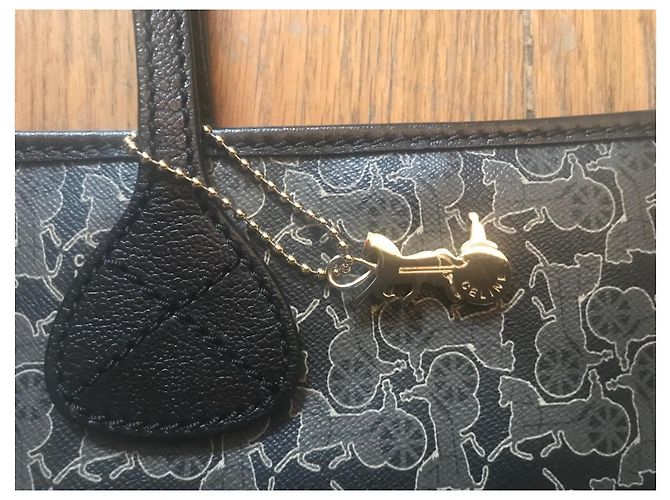 Borsa Tote Céline Carrozza Blu Scuro in Tela - vista 2