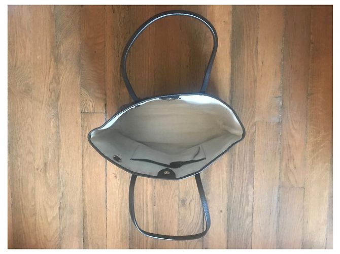 Borsa Tote Céline Carrozza Blu Scuro in Tela - vista 3