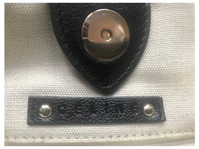 Borsa Tote Céline Carrozza Blu Scuro in Tela - vista 5