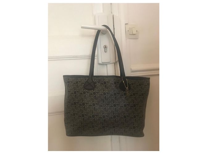 Borsa Tote Céline Carrozza Blu Scuro in Tela - vista 6