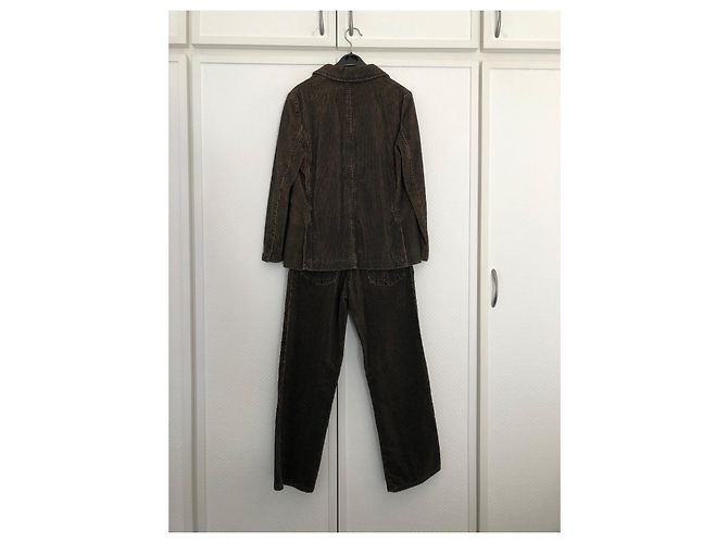 Completo Giorgio Armani Junior Giacca e Pantalone in Velluto Marrone Marrone chiaro Marrone scuro - vista 2