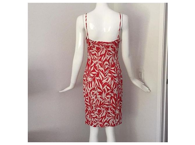Diane Von Furstenberg vestido DvF Anette de seda, reedición de la vendimia Blanco Roja - vista 2