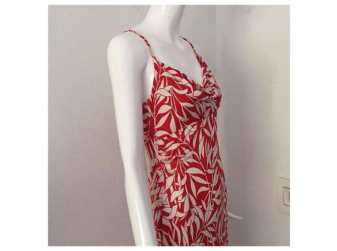 Diane Von Furstenberg vestido DvF Anette de seda, reedición de la vendimia Blanco Roja - vista 3