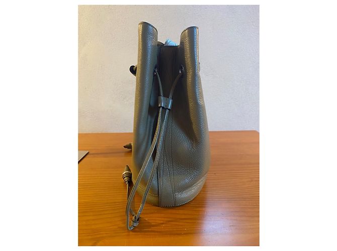 Borsa a secchiello Lancel Le Huit in pelle verde oliva - vista 2
