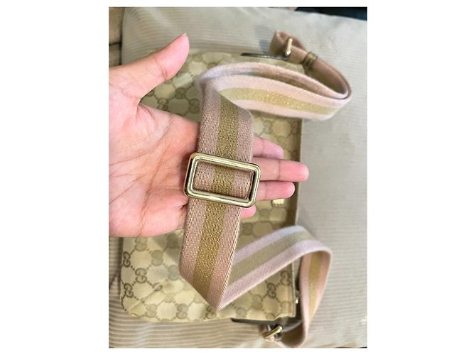 Gucci Web Strap Messenger Bag GG Canvas Small Beige - vista 2