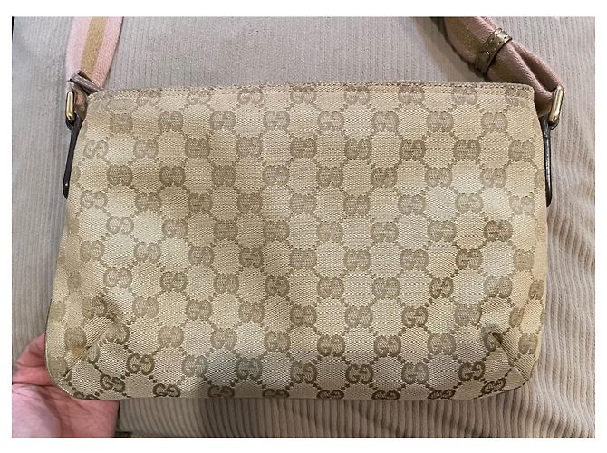 Gucci Web Strap Messenger Bag GG Canvas Small Beige - vista 5