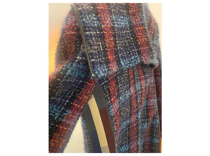 Cambon Chanel Abrigo de lana y mohair con estampado Tweed Azul - vista 4