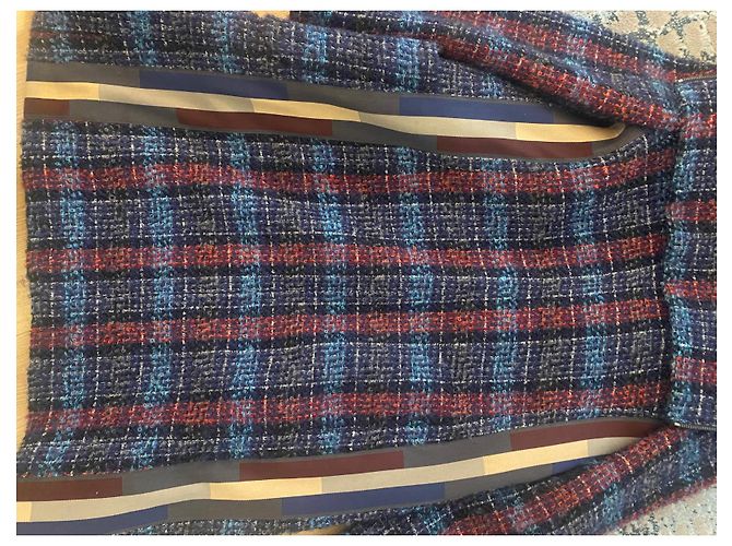 Cambon Chanel Abrigo de lana y mohair con estampado Tweed Azul - vista 6