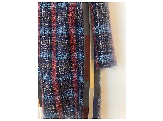 Cambon Chanel Abrigo de lana y mohair con estampado Tweed Azul - vista 8