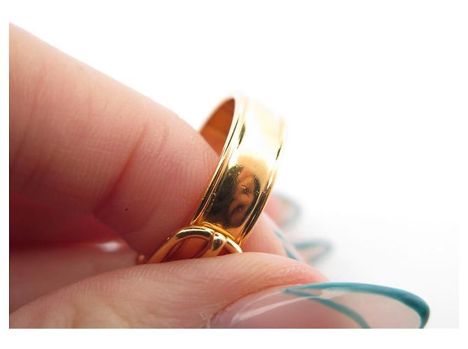 Ring Hermès ANEL DE LENÇO HERMES COM FIVELA DE CINTO EM METAL DOURADO ANEL DE LENÇO DOURADO - vista 8