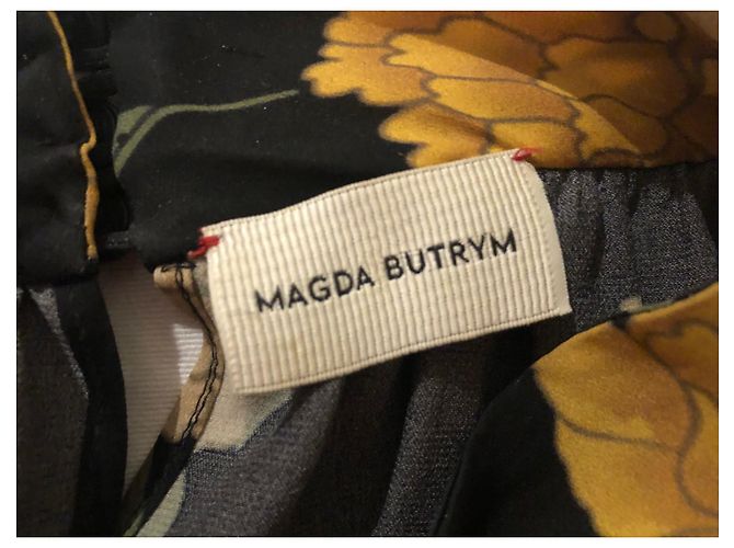 Minivestido de seda Magda Butrym Heidi Klum 36 Pequeño s Negro Dorado Amarillo - vista 3
