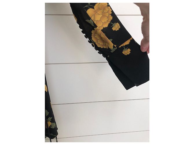 Minivestido de seda Magda Butrym Heidi Klum 36 Pequeño s Negro Dorado Amarillo - vista 5
