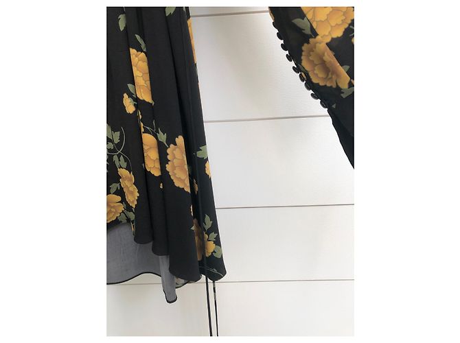 Minivestido de seda Magda Butrym Heidi Klum 36 Pequeño s Negro Dorado Amarillo - vista 6