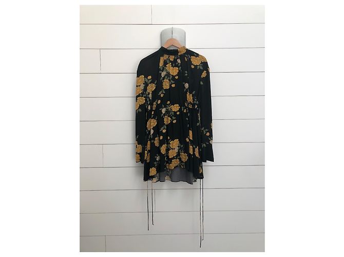 Minivestido de seda Magda Butrym Heidi Klum 36 Pequeño s Negro Dorado Amarillo - vista 7