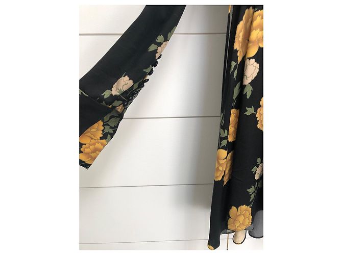 Minivestido de seda Magda Butrym Heidi Klum 36 Pequeño s Negro Dorado Amarillo - vista 9