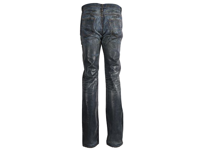 Jeans cerati Dior Slim in cotone blu - vista 3