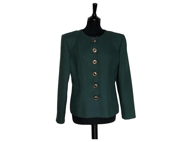 Chaqueta de tweed Yves Saint Laurent Variation Verde - vista 2
