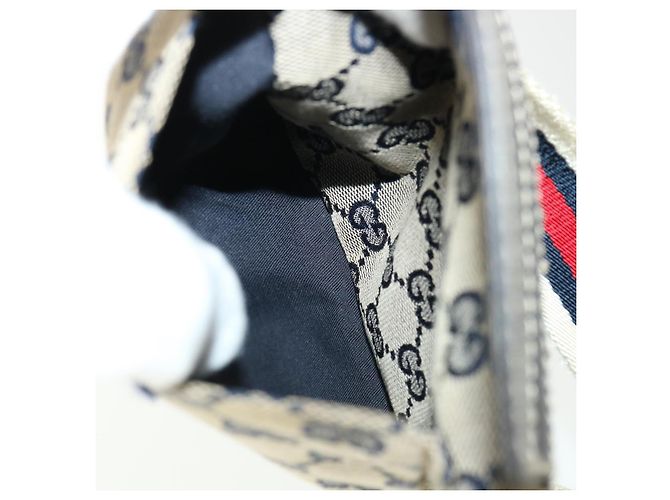 GUCCI Marsupio GG Canvas Web Sherry Line Navy Red Auth am3336 - vista 16