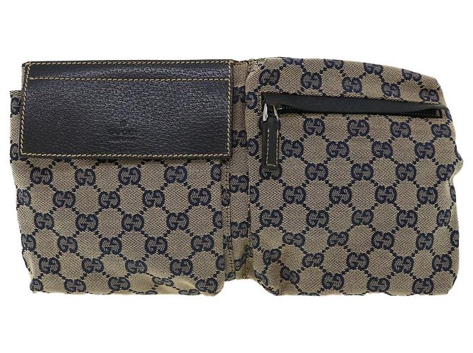 GUCCI Marsupio GG Canvas Web Sherry Line Navy Red Auth am3336 - vista 2