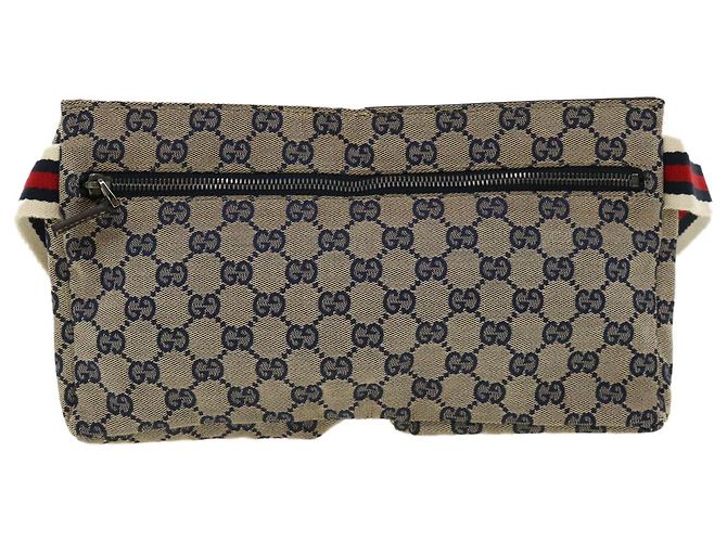GUCCI Marsupio GG Canvas Web Sherry Line Navy Red Auth am3336 - vista 3