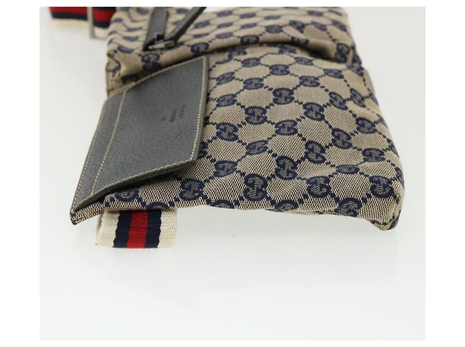 GUCCI Marsupio GG Canvas Web Sherry Line Navy Red Auth am3336 - vista 4