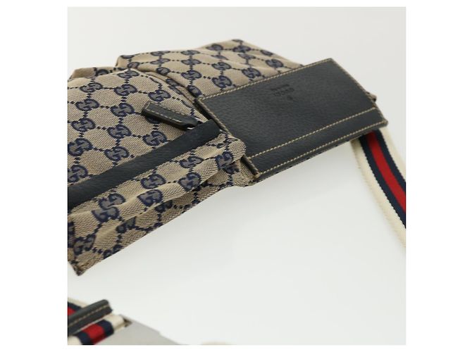 GUCCI Marsupio GG Canvas Web Sherry Line Navy Red Auth am3336 - vista 6
