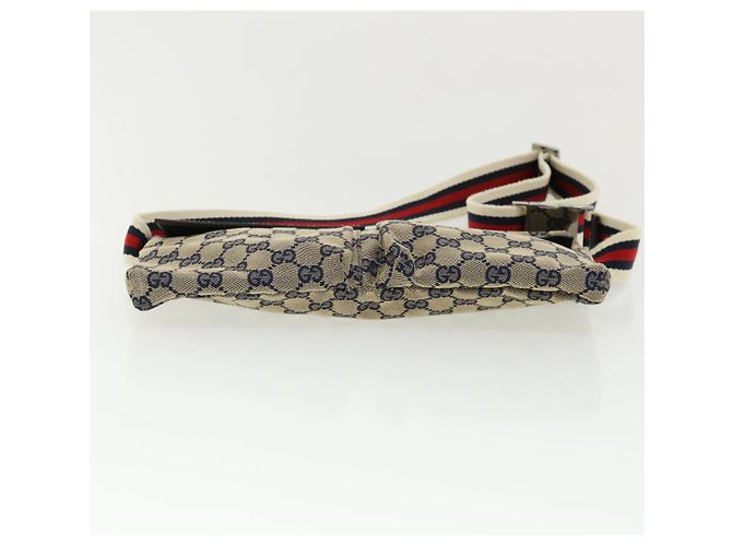 GUCCI Marsupio GG Canvas Web Sherry Line Navy Red Auth am3336 - vista 8