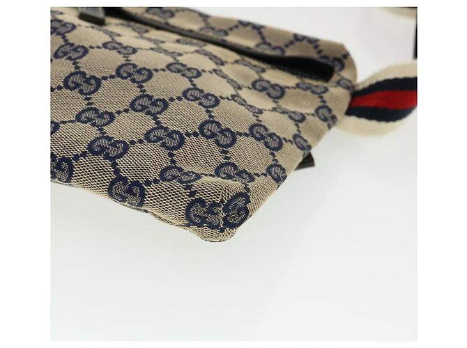 GUCCI Marsupio GG Canvas Web Sherry Line Navy Red Auth am3336 - vista 9