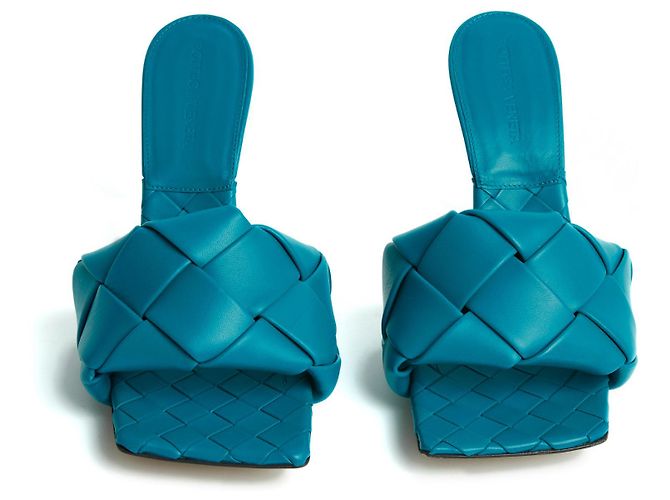 Mule Bottega Veneta Lido in pelle blu - vista 3