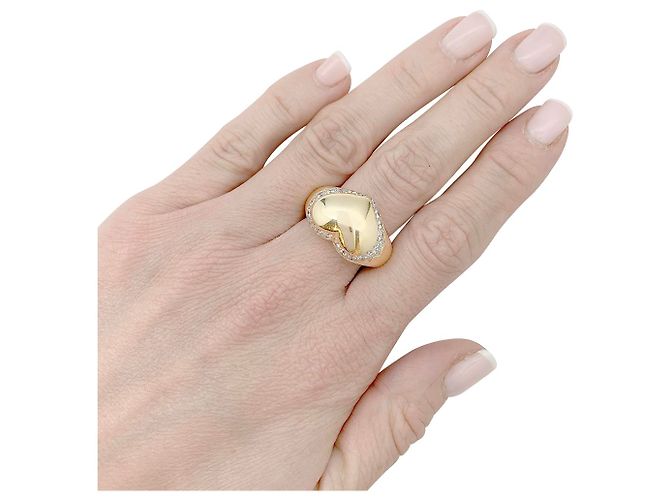 Anello Chaumet, Anello con sigillo a cuore, Oro giallo, Diamants. - vista 4