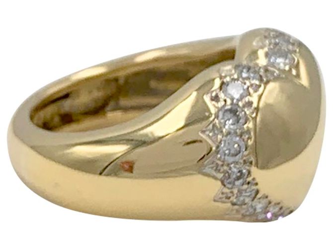 Anello Chaumet, Anello con sigillo a cuore, Oro giallo, Diamants. - vista 5