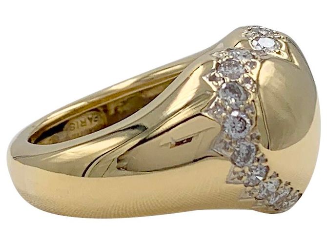 Anello Chaumet, Anello con sigillo a cuore, Oro giallo, Diamants. - vista 6