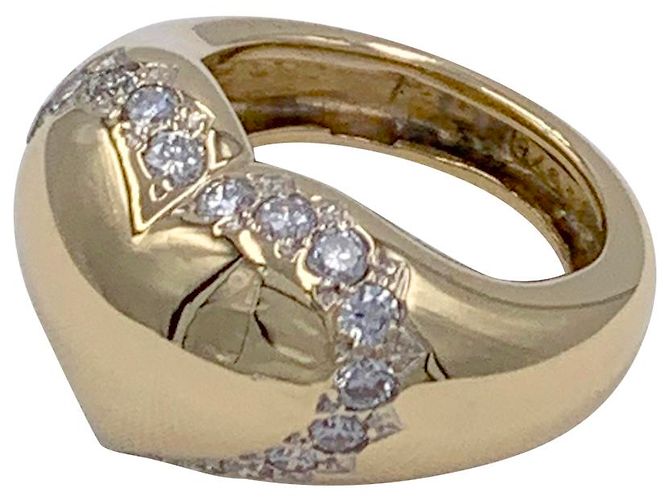 Anello Chaumet, Anello con sigillo a cuore, Oro giallo, Diamants. - vista 9
