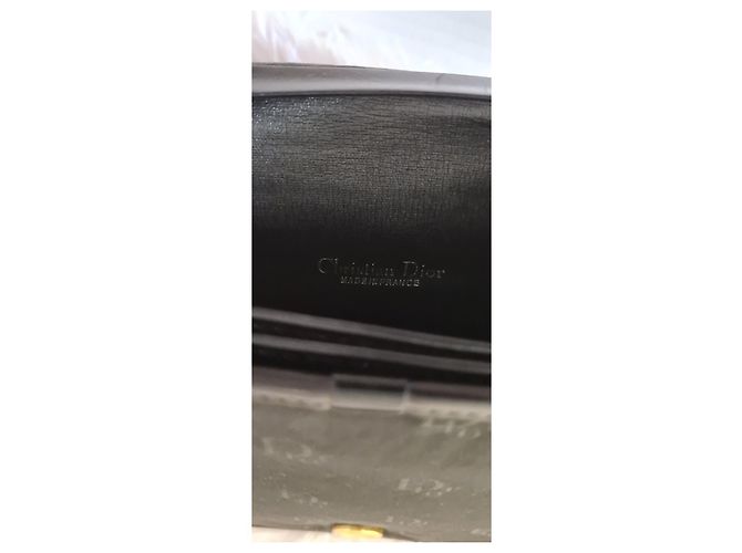 Bolsa de ombro Christian Dior com Corrente Couro Azul Marinho e Canvas Logo Preto - vista 6