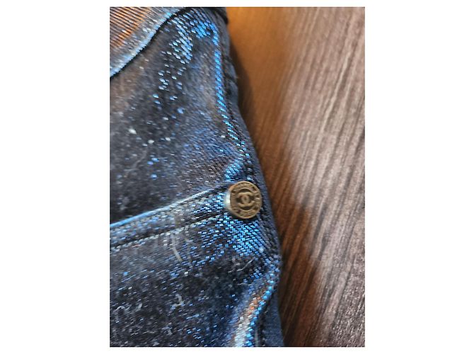 Pantalones chanel Metálico Azul oscuro - vista 3