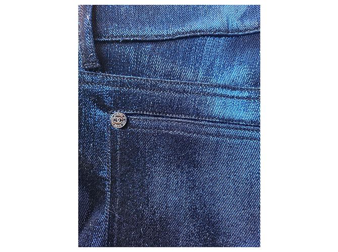 Pantalones chanel Metálico Azul oscuro - vista 7