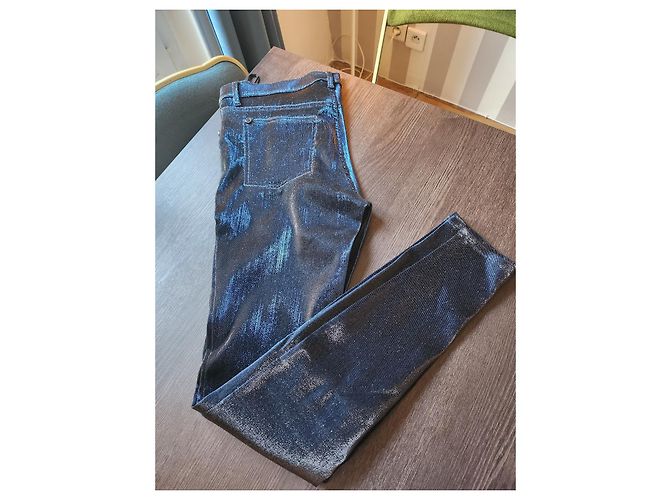 Pantalones chanel Metálico Azul oscuro - vista 8